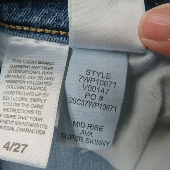 Lucky Brand Mid Rise Super Skinny AVA Jeans Size 4 Medium Wash Blue Denim 28X27 - Picture 7 of 16